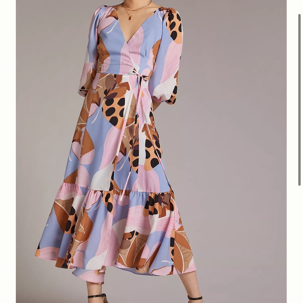 Anthropologie Bloom Wrap Midi Dress Hutch